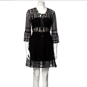 Self-Portrait Black A-Line Lace Mini Night Out Dress